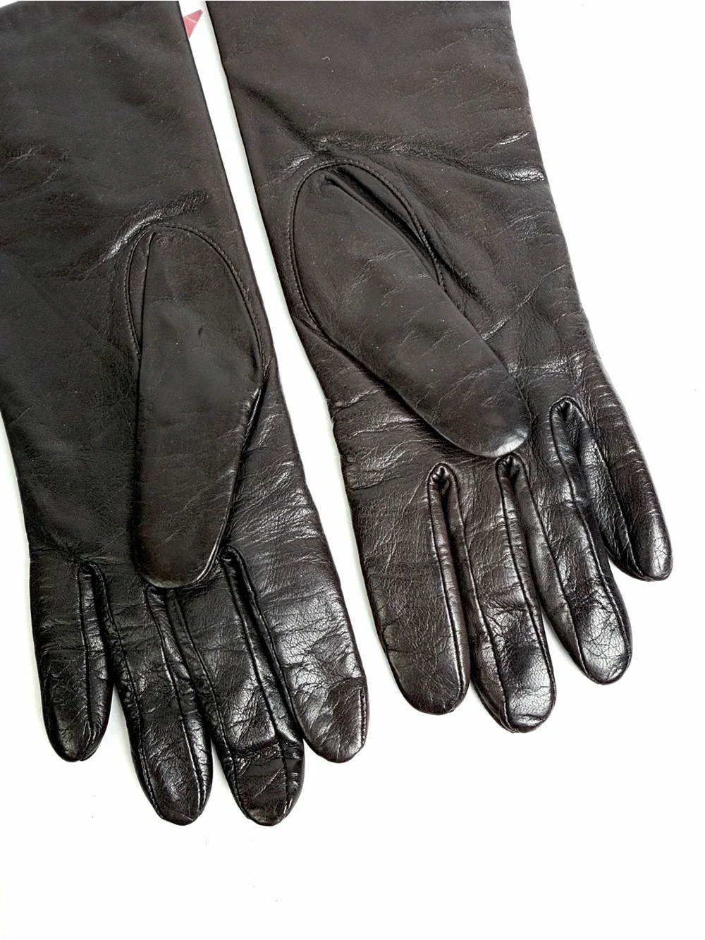 NWT Aris Dark Brown Leather Gloves Cashmere Lined Women’s Size 7.5 Vintage
